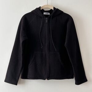 Q&A Black Fleece Hooded Zip Up Jacket